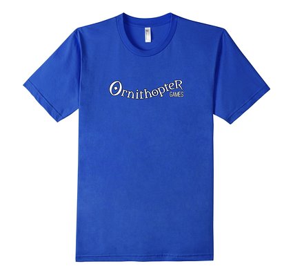 A Royal Blue Ornithopter Games Logo Shirt